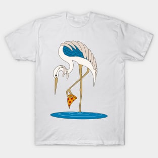 Heron Standing in Water with Pizza T-Shirt